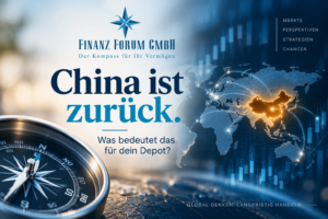 China ist zurück – Weltkarte mit hervorgehobenem China als Symbol für globale Geldanlage und Diversifikation
